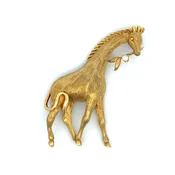 Designer Henry Dunay 18k Yellow Gold Giraffe Brooch with Round Brilliant Diamond Accent