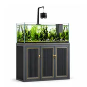 175 Gallon Plants Ranchu Aquarium with Ultra Clear Glass and Built in Sump All Black