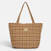Gingham Jacquard Large Zippered Bag | De La Mur