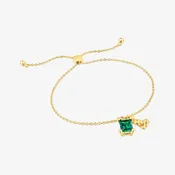 18K gold vermeil bear motif chain Bracelet with lab-grown emerald Bold Bear LGG