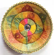 12 in. x 12 in. Hand-Woven Southwestern Design Handmade Bright Green Basket Brbsf-207
