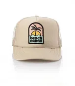 Beach Mama Patch Trucker Hat: Khaki