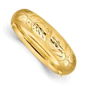 14k 11/16 Oversize Florentine Engraved 17.00mm Hinged Round Bangle Bracelet