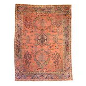 10'0" x 13'2" ROSE AND NAVY MESHKABAD ANTIQUE PERSIAN RUG