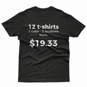 12 Custom Printed T-Shirts – 2 Locations