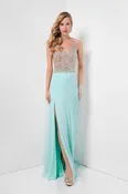 1712P2511 Column plunging dress