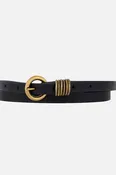 Alie Skinny Leather Belt, Black