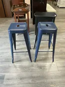 2 BLUE NO BACK STOOLS