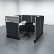 6×6 Office Cubicle Workstation with 53″ Panels – Glass & Fabric Options