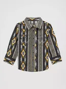 Baby Boy Wrangler Black Aztec Print Long Sleeve Snap Shirt