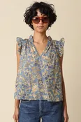 Blue and Gold Floral Top
