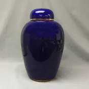 10.5" Cobalt blue urn w/ gold trim, SELECTED SECONDS