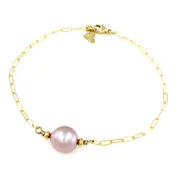 9mm Edison Pearl Bracelet on 14k Gold Filled Paperclip Chain