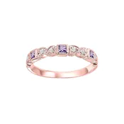 10Kt Rose Gold Diamond 1/12Ctw & Amethyst 1/7Ctw Ring