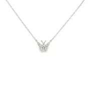 10k White Gold 0.2 ctw Butterfly Diamond Necklace