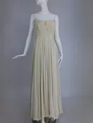 Fernanda Gattinoni Couture Ivory pleated silk chiffon evening gown 1950s