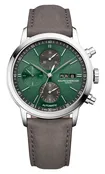 Baume & Mercier Classima Automatic Chronograph Stainless Steel Green Dial Gray Leather Strap Day/Date Mens Watch M0A10783