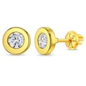 14k Round Bezel Children's Earrings