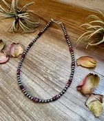 18-Inch Sterling Silver Pearl Necklace with Deep Purple Spiny Oyster – (5mm)