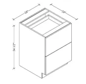 2DB24 European 2-Drawer Base Cabinet 24"Wx34-1/2"Hx24"D