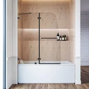 SUNNY SHOWER 48" x 58" Bathtub Shower Door & Frameless Hinged Door for tub, Black Finish / Chrome Finish
