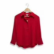 3/4 Button Front Shirt RED
