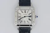 Cartier Santos Dumont XL WSSA0032 Silver Roman Dial Leather Strap Box & Papers
