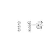 1/15 ctw Round Diamond Bezel Three Stone Stud Earrings
