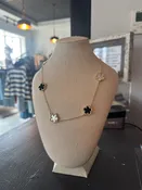 Black and Mother of Pearl Clover Necklace
