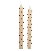 10" Red Dot Taper Candles Set/2