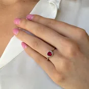 0.83 CT Ruby with Diamond Halo Ring