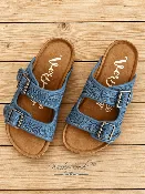 Berry 5 Very G Women’s Sandal – Blue Western Floral Buckle Slide