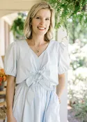 Baby Blue Front Tie Detail Dress H