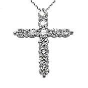 11 Stone Round Shared prong Set Diamond Cross Pendant
