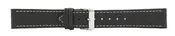 Black Contrast Stitch Heavy Grain Leather Watch Band 22mm 173622