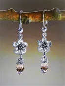 Forget Me Not &amp; Swarovsky Briolett Lever Back Earrings