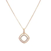 14 Karat Rosé Diamond Square Milgrain Necklace