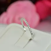 0.18ct Half Eternity Wedding Band Stack Promise Ring Diamond Simulated 925 Sterling Silver Anniversary Ring SKU:00200