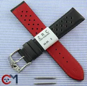ZRC 20mm Genuine Leather Made in France Black Rally Watch Strap, Band &amp; Buckle