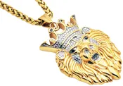 18kt GP Lion Head with Crown Pendant