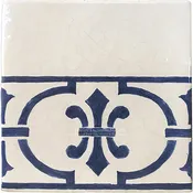 Antiqued French Decorative Tile Collection - French Provincial 19th Century Cuisine de Monet Tile Collection: Fleur de Lys Border