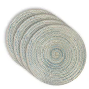 Dainty Home Belmar 15" Round Natural Paper Multicolor Placemats Set of 4 - Durable Table Mats
