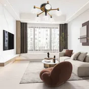 6-Lights Chandelier Warm Ceiling Light with Acrylic Shade