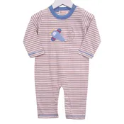 Airplane Applique Brown Stripe Boys Romper