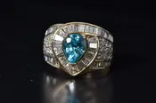 14 Karat Blue Zircon and Diamond ring
