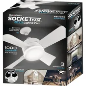 Bell+Howell 8563 Socket Ceiling Fan and Light, 4-Blade, White, Remote Control