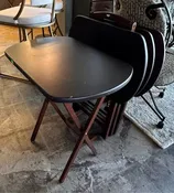 4 TV Trays With Stand In Dark Wood