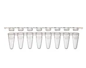 0.1 mL 8-Strip Tubes, Low Profile, with Separate 8-Strip Clear Flat Caps, White, 1250/CS, Globe Scientific, PCR-STR-01FW