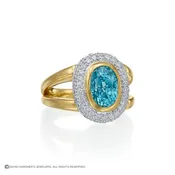 Blue Zircon Bubble Halo Ring