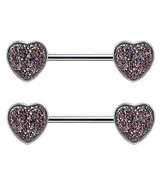 14G Black Druzy Heart Nipple Ring Barbell
